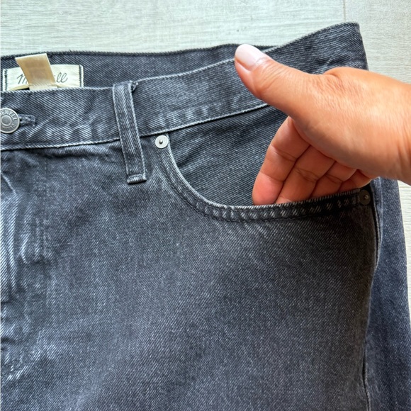 Madewell Denim Mid Rise Front Slit Midi Black Skirt Size 32 - Picture 5 of 7